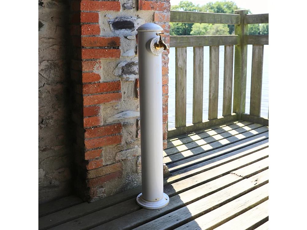 Fontaine de jardin extérieur en fonte blanche Ø18 x 90 cm