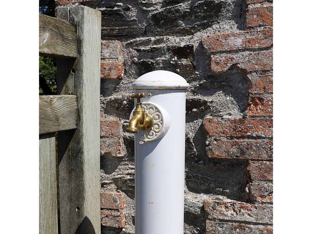 Fontaine de jardin extérieur en fonte blanche Ø18 x 90 cm