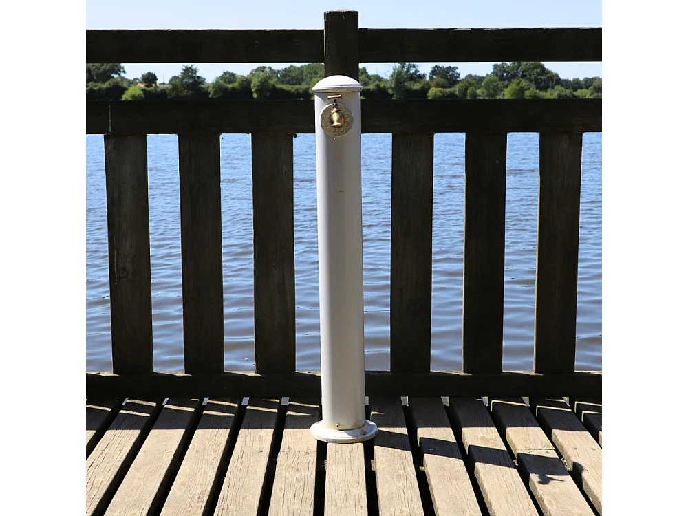 Fontaine de jardin extérieur en fonte blanche Ø18 x 90 cm