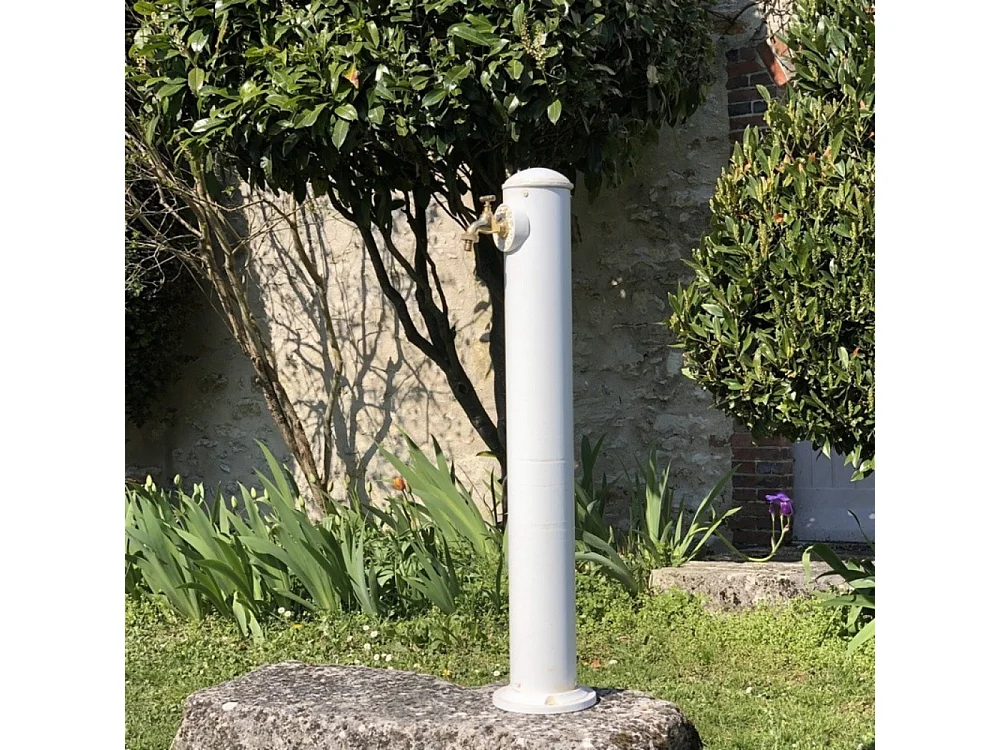 Fontaine de jardin extérieur en fonte blanche Ø18 x 90 cm