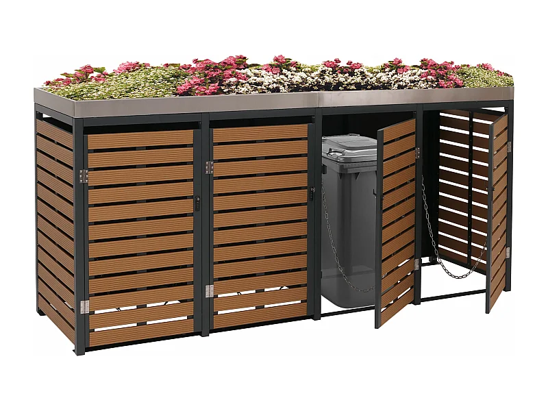 4-delige afvalbakbekleding MCW-K14,  teak look