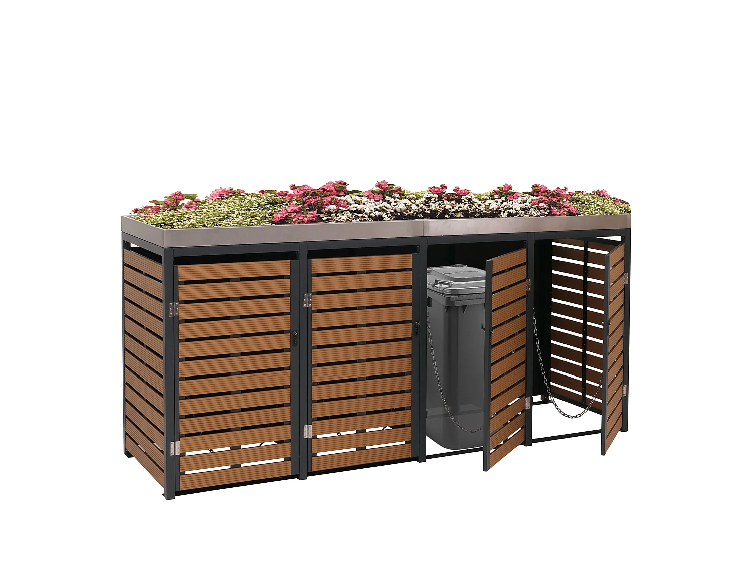 4-delige afvalbakbekleding MCW-K14,  teak look