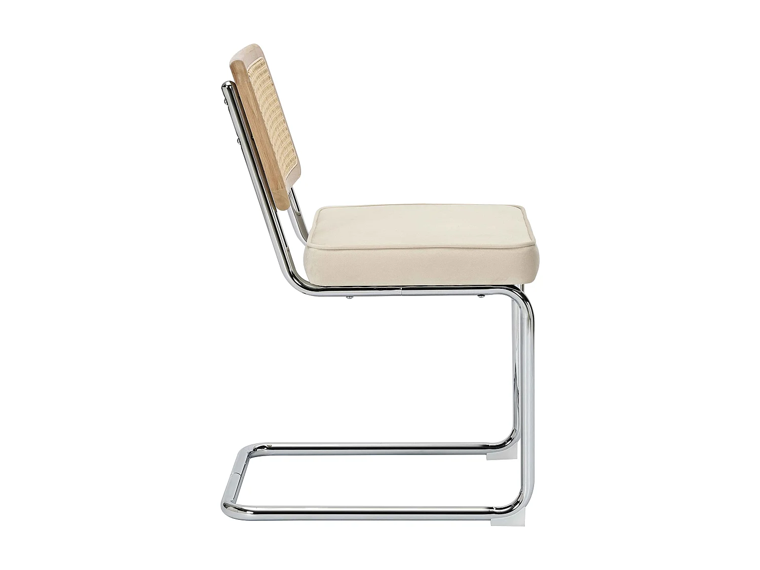 Set van 2 stalen en beige fluwelen stoelen