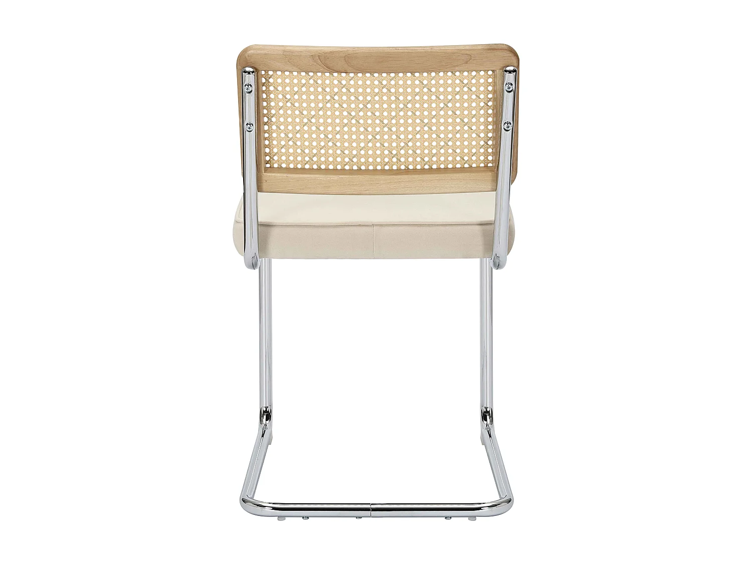 Set van 2 stalen en beige fluwelen stoelen