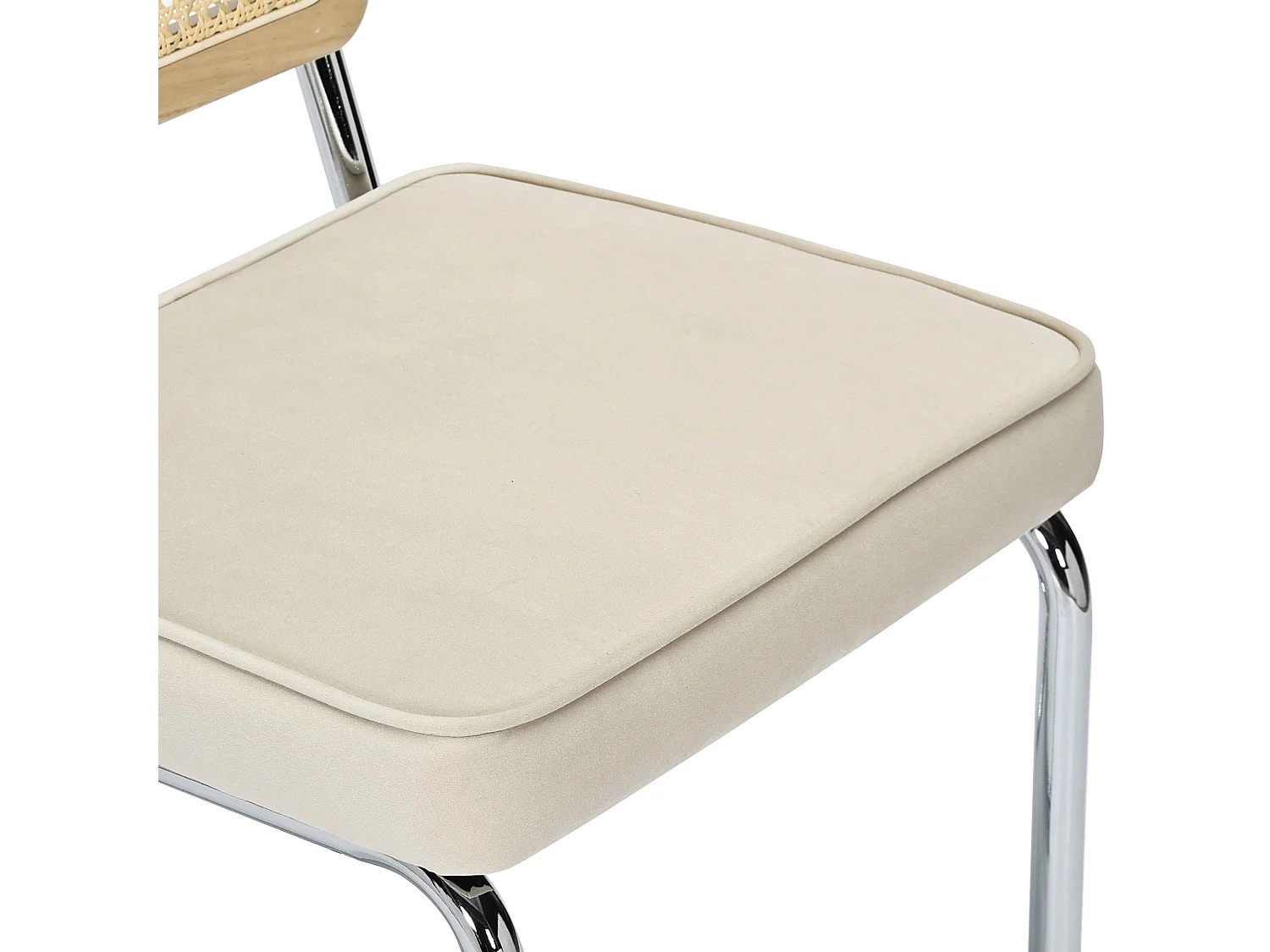 Set van 2 stalen en beige fluwelen stoelen