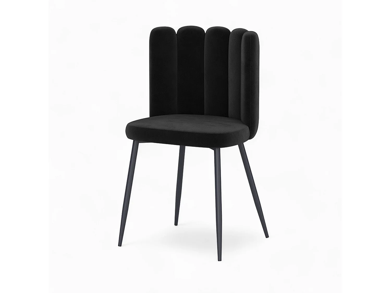 Table et chaises 4 personnes en velours et bois noir - Oman