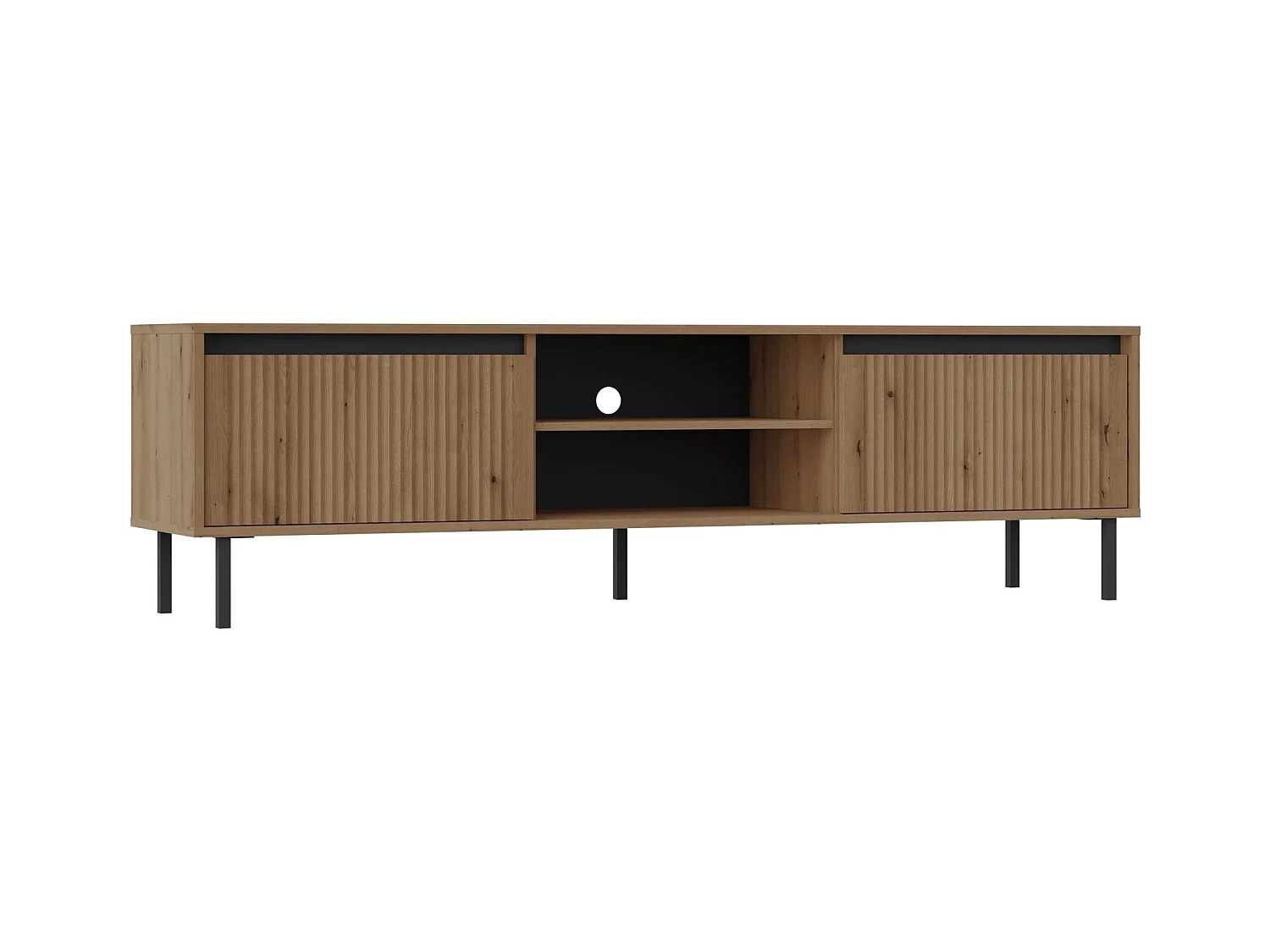Meuble TV 2 tiroirs - OSAKA - 179 cm -chêne evoke