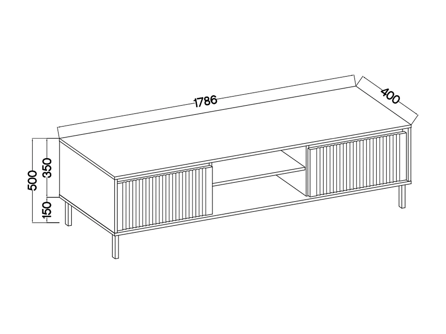 Meuble TV 2 tiroirs - OSAKA - 179 cm -chêne evoke