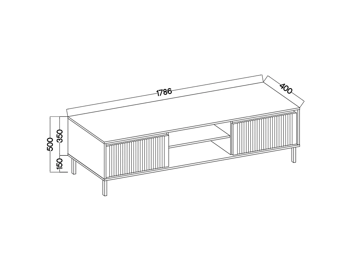 TV-meubel met 2 lades - OSAKA - 179 cm - eiken evoke
