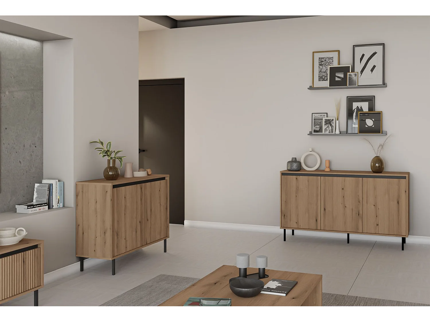 TV-meubel met 2 lades - OSAKA - 179 cm - eiken evoke
