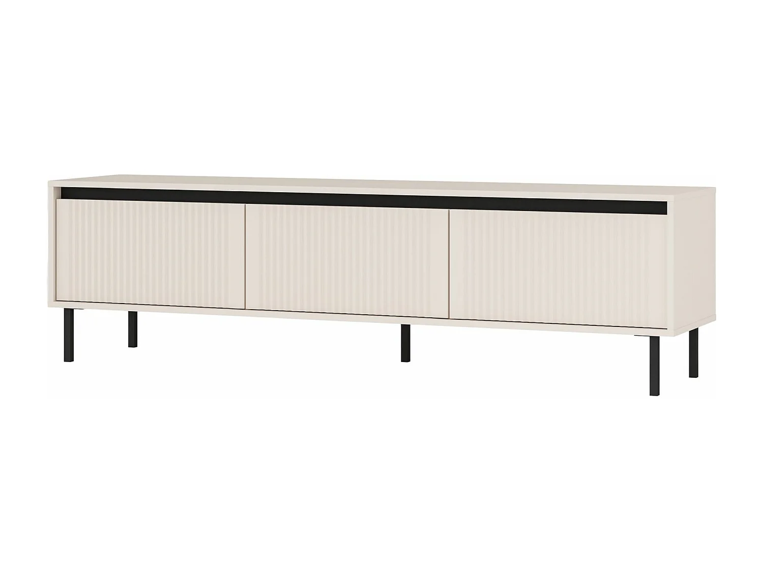 Meuble TV 3 tiroirs avec pieds noir - 179 cm - beige - OSAKA