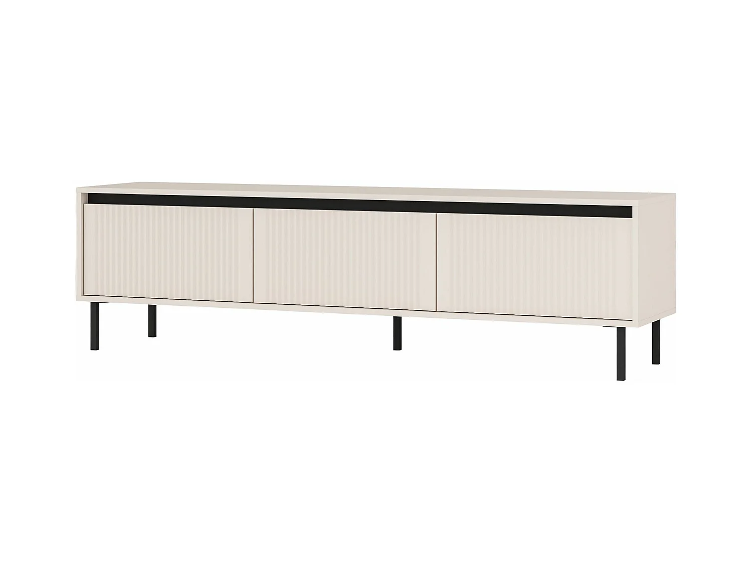 Meuble TV 3 tiroirs avec pieds noir - 179 cm - beige - OSAKA