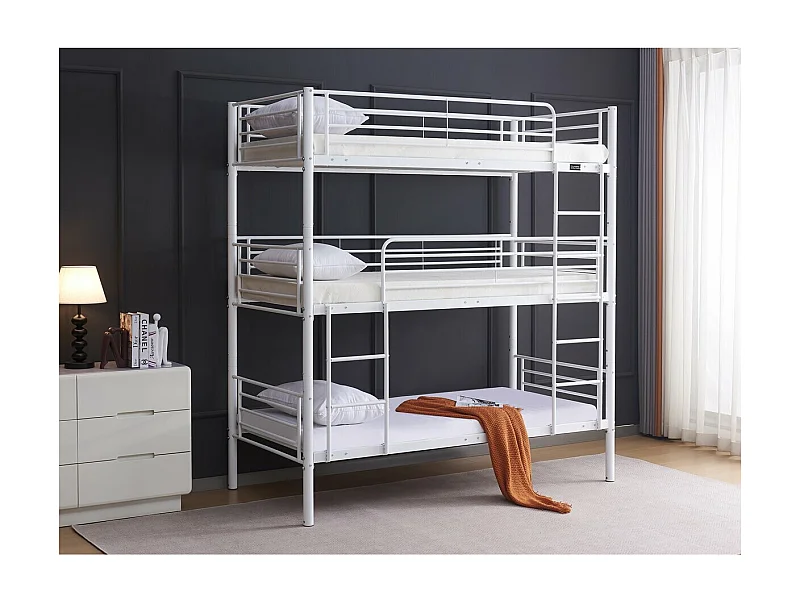 Beliche tripla "Havin" 90x190cm branca para maximizar o espaço e oferecer o máximo conforto