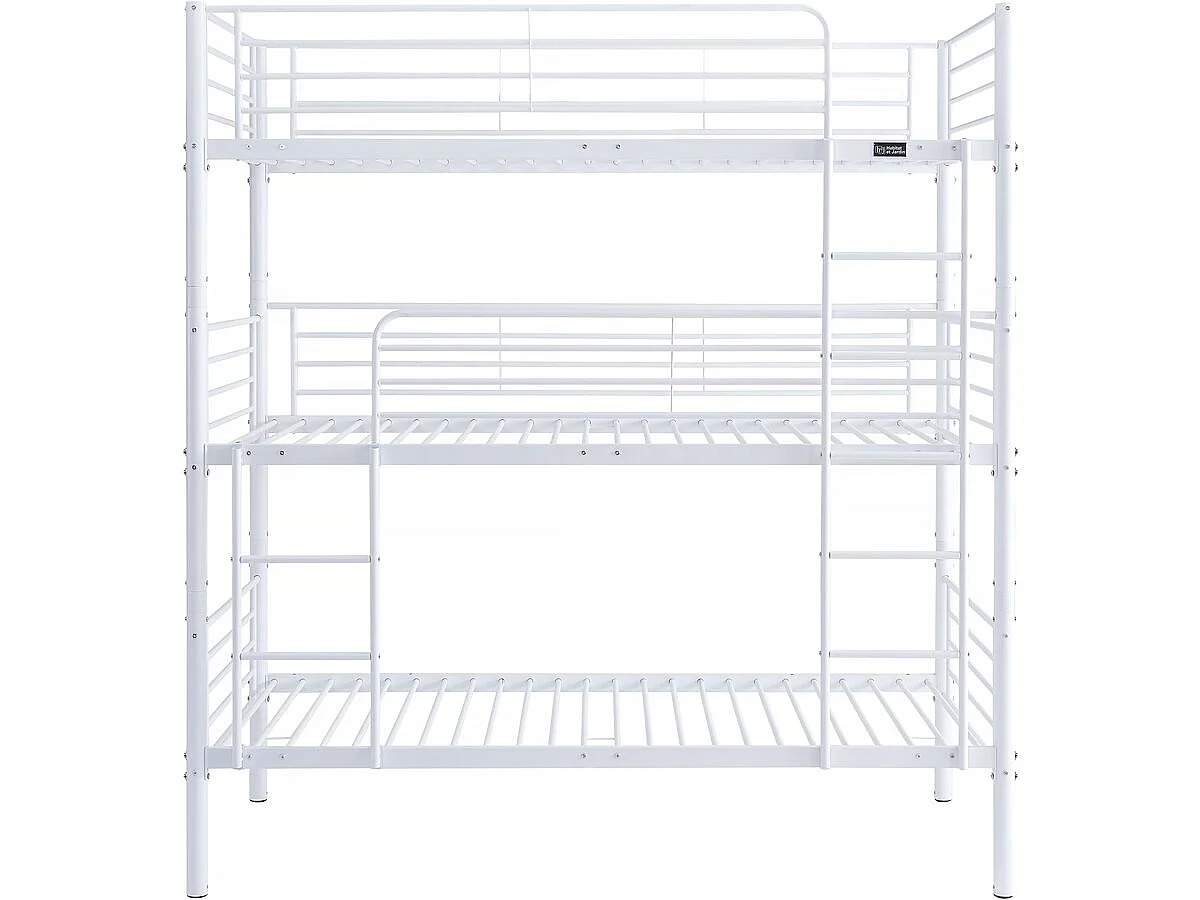 Lit triple superposé metal "Havin" - 90 x 190 cm - Blanc