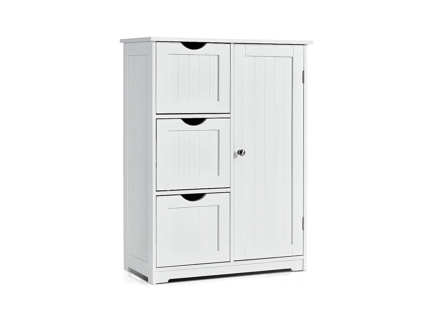 Meuble de Salle de Bain avec 3 Tiroirs, 1 Placard, Rangement Salle de Bain Étagère Réglable pour Salon, Chambre, Entrée, 58x28x81cm(3 Tiroirs - Blanc)