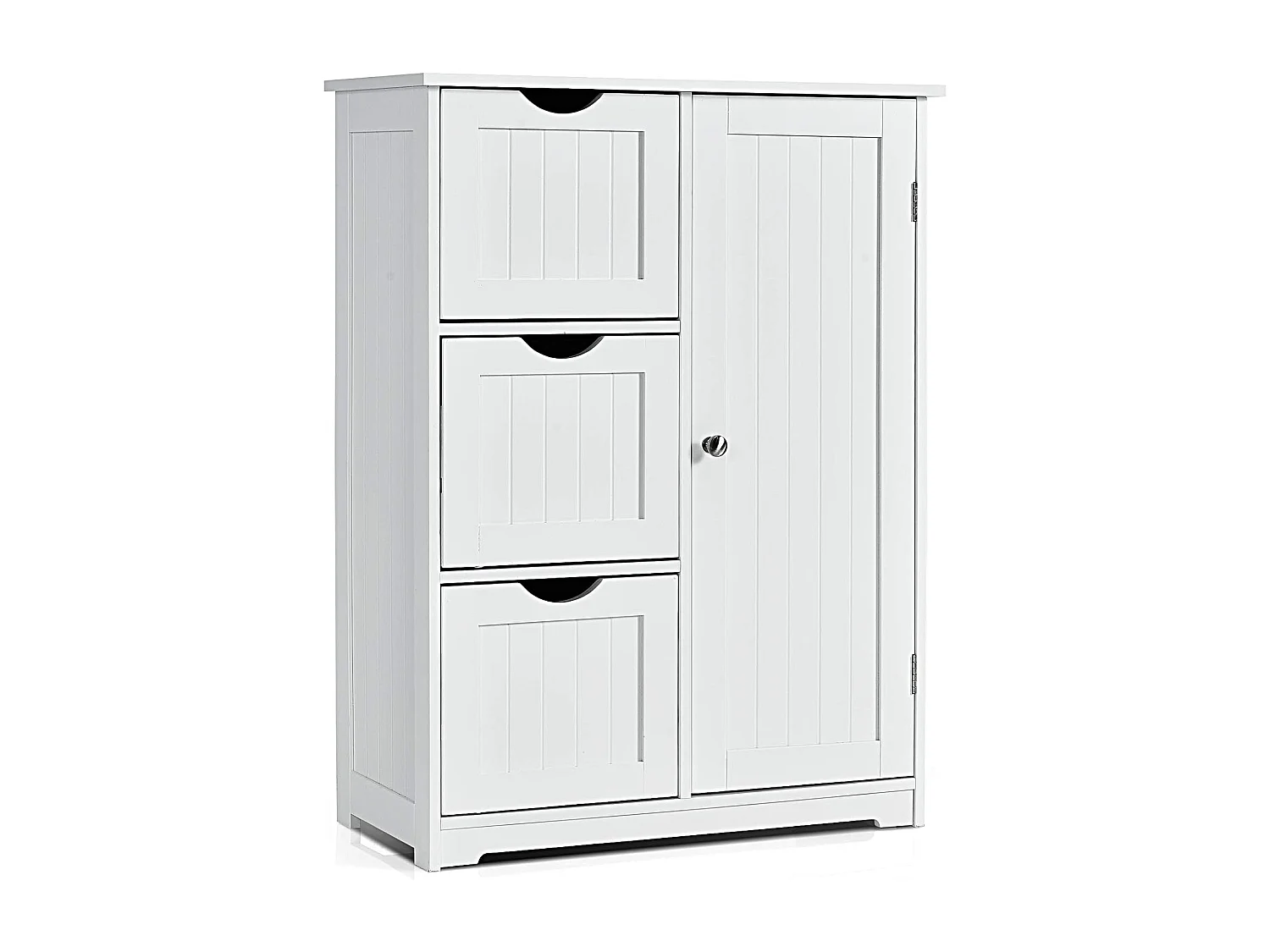 Meuble de Salle de Bain avec 3 Tiroirs, 1 Placard, Rangement Salle de Bain Étagère Réglable pour Salon, Chambre, Entrée, 58x28x81cm(3 Tiroirs - Blanc)