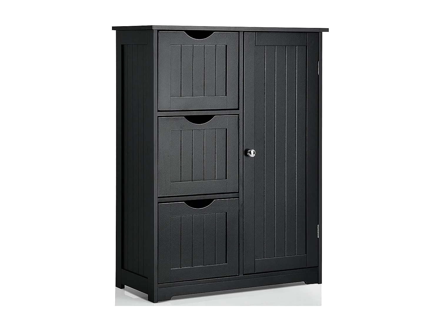 Meuble de Salle de Bain avec 3 Tiroirs, 1 Placard, Rangement Salle de Bain Étagère Réglable pour Salon, Chambre, Entrée, 58x28x81cm (3 Tiroirs - Noir)