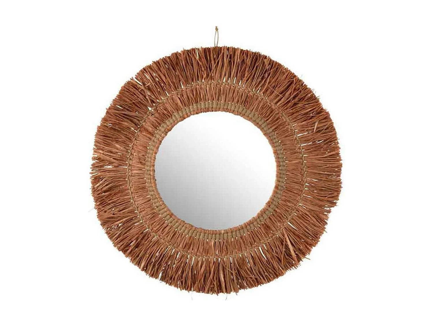 Miroir Mural Déco en Raphia "Saffron" 65cm Marron