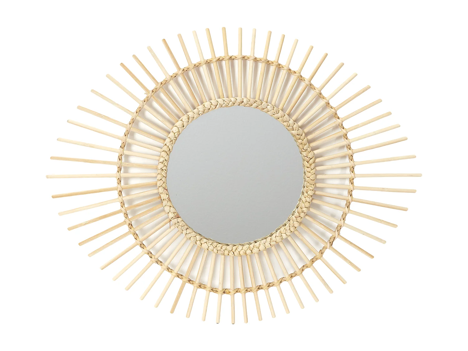 Miroir Rotin Ovale 58cm Beige