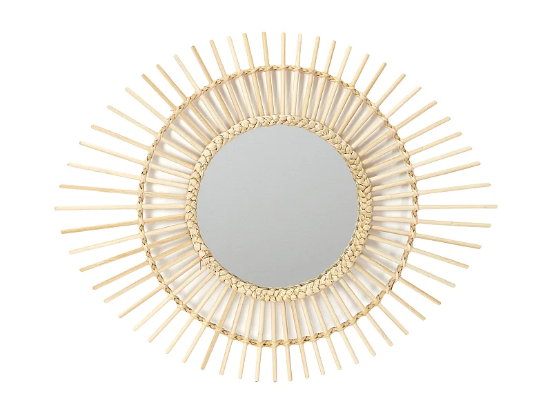 Miroir Rotin Ovale 58cm Beige