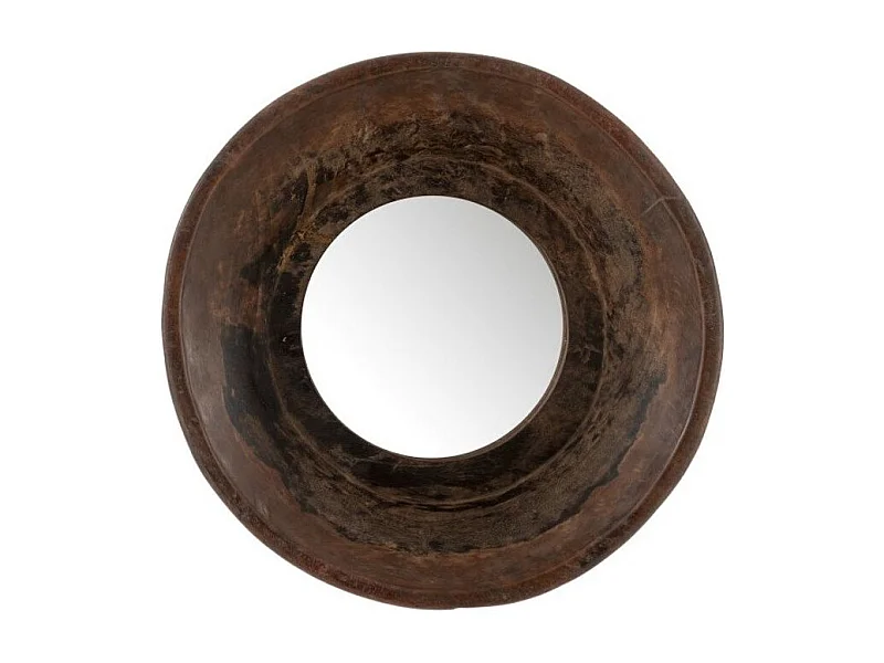 Cintee ronde wandspiegel van donker gerecycled massief hout