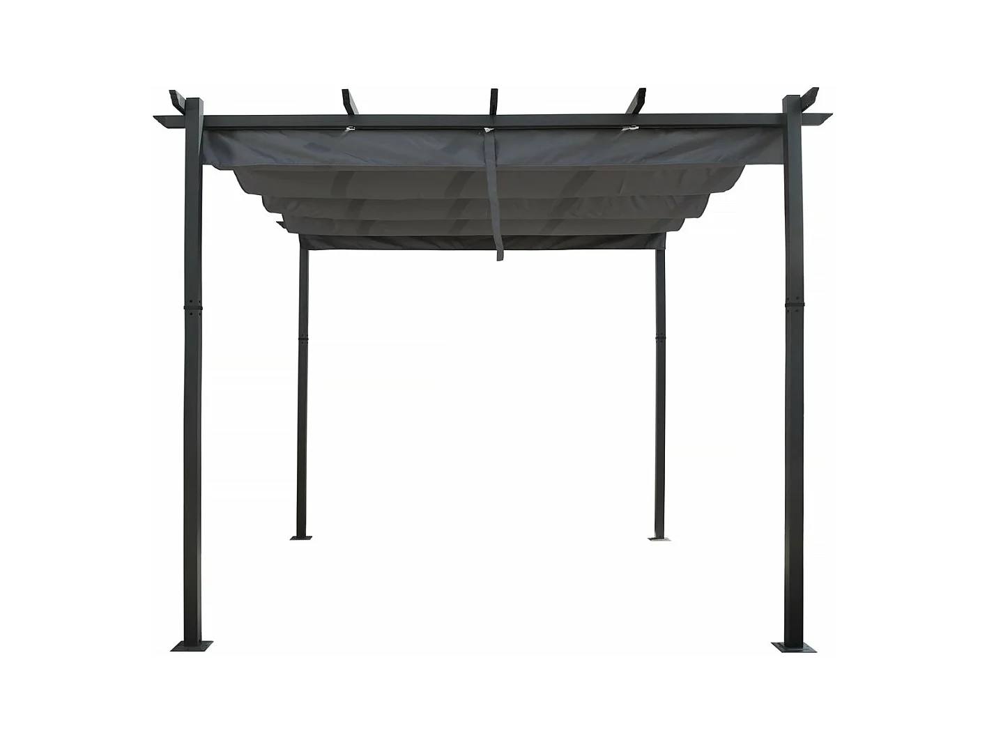 Pérgola de aluminio con techo retráctil - 3 x 4 m - Gris, ideal para crear un espacio acogedor durante todo el año