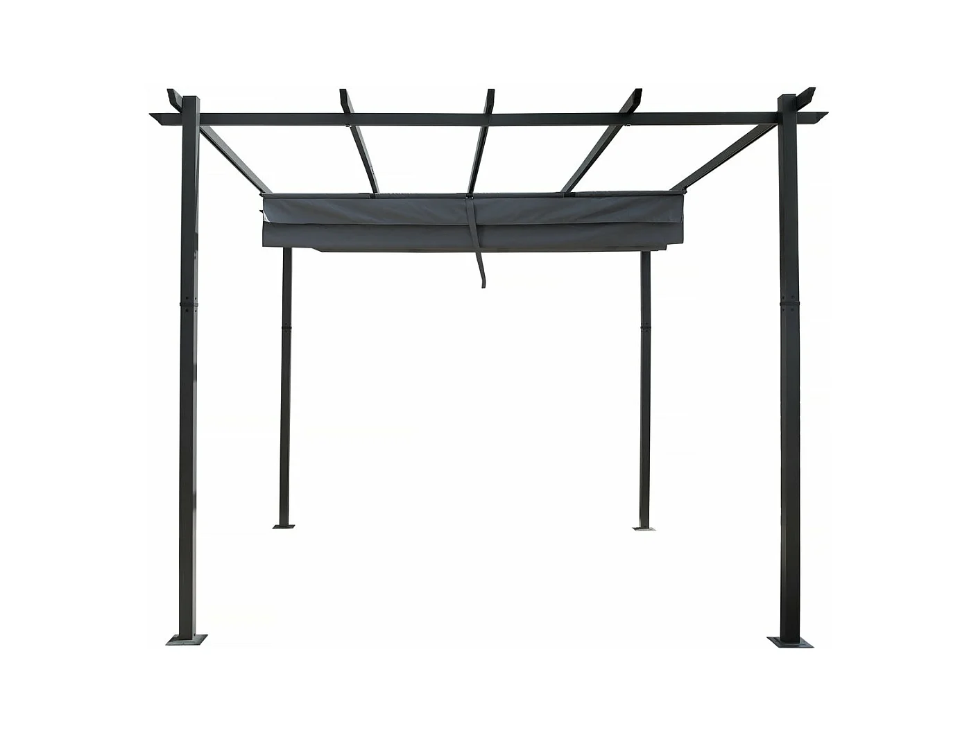 Pérgola de aluminio con techo retráctil - 3 x 4 m - Gris, ideal para crear un espacio acogedor durante todo el año