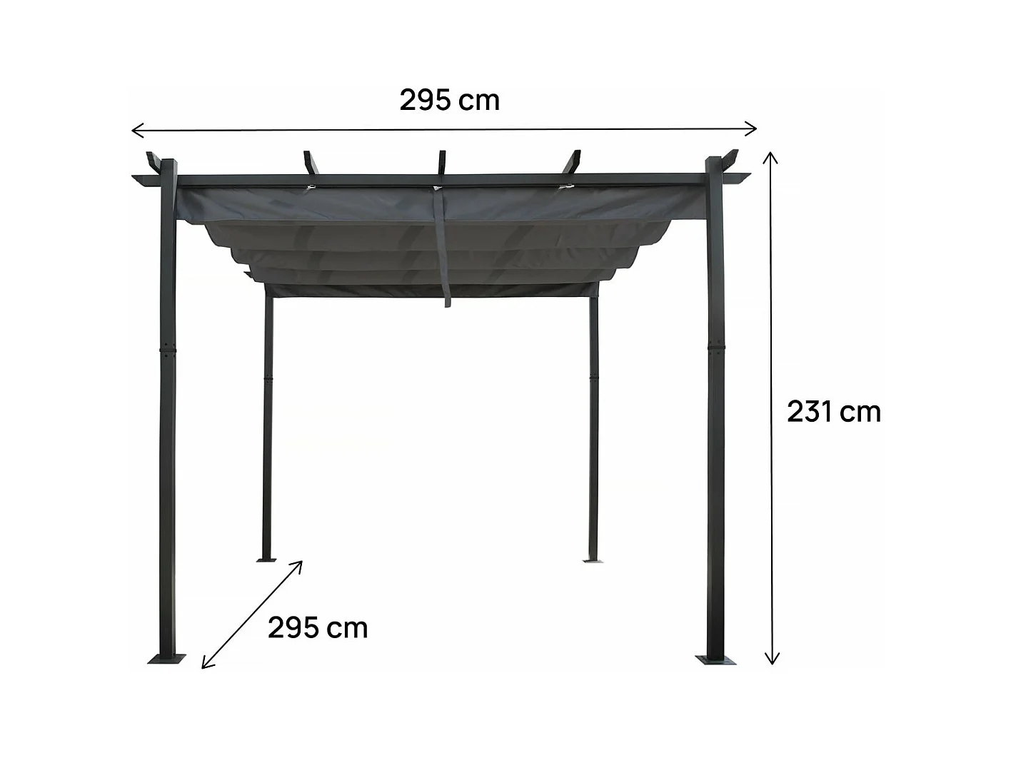 Pérgola de aluminio con techo retráctil - 3 x 4 m - Gris, ideal para crear un espacio acogedor durante todo el año