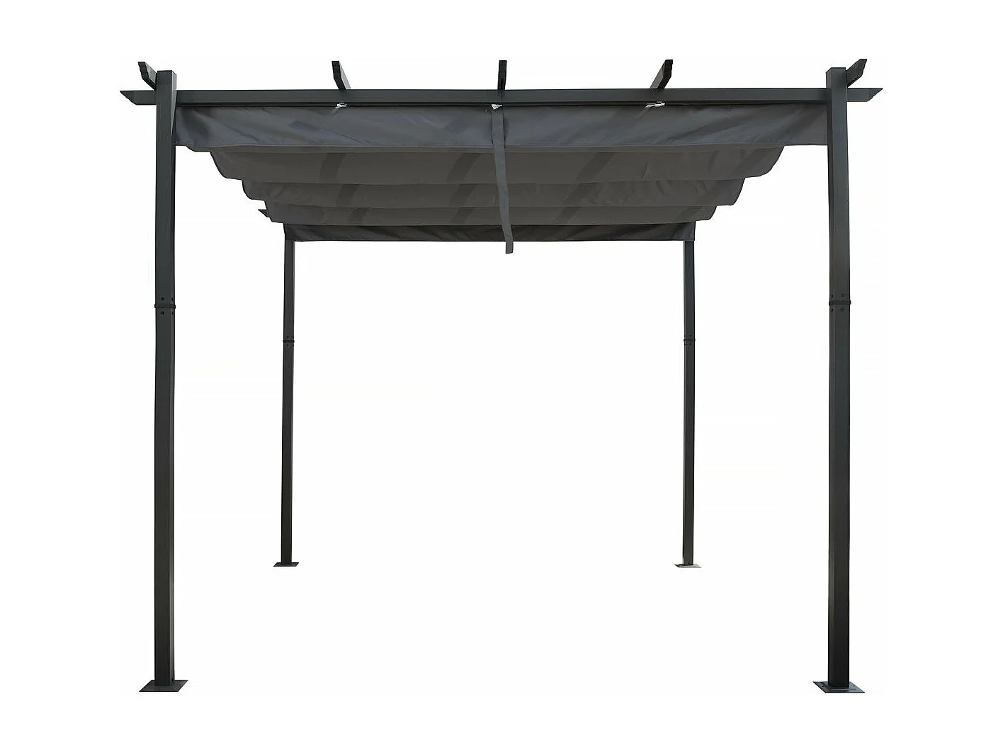 Pergola en aluminium avec toit rétractable - 3 x 3 m - Gris