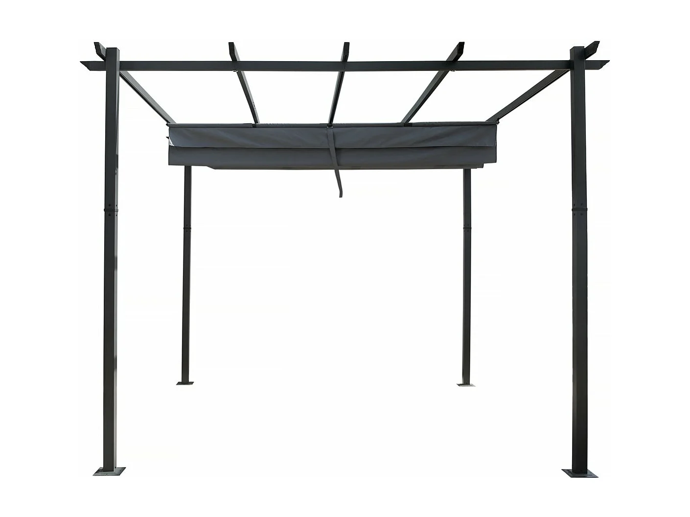 Pergola en aluminium avec toit rétractable - 3 x 3 m - Gris