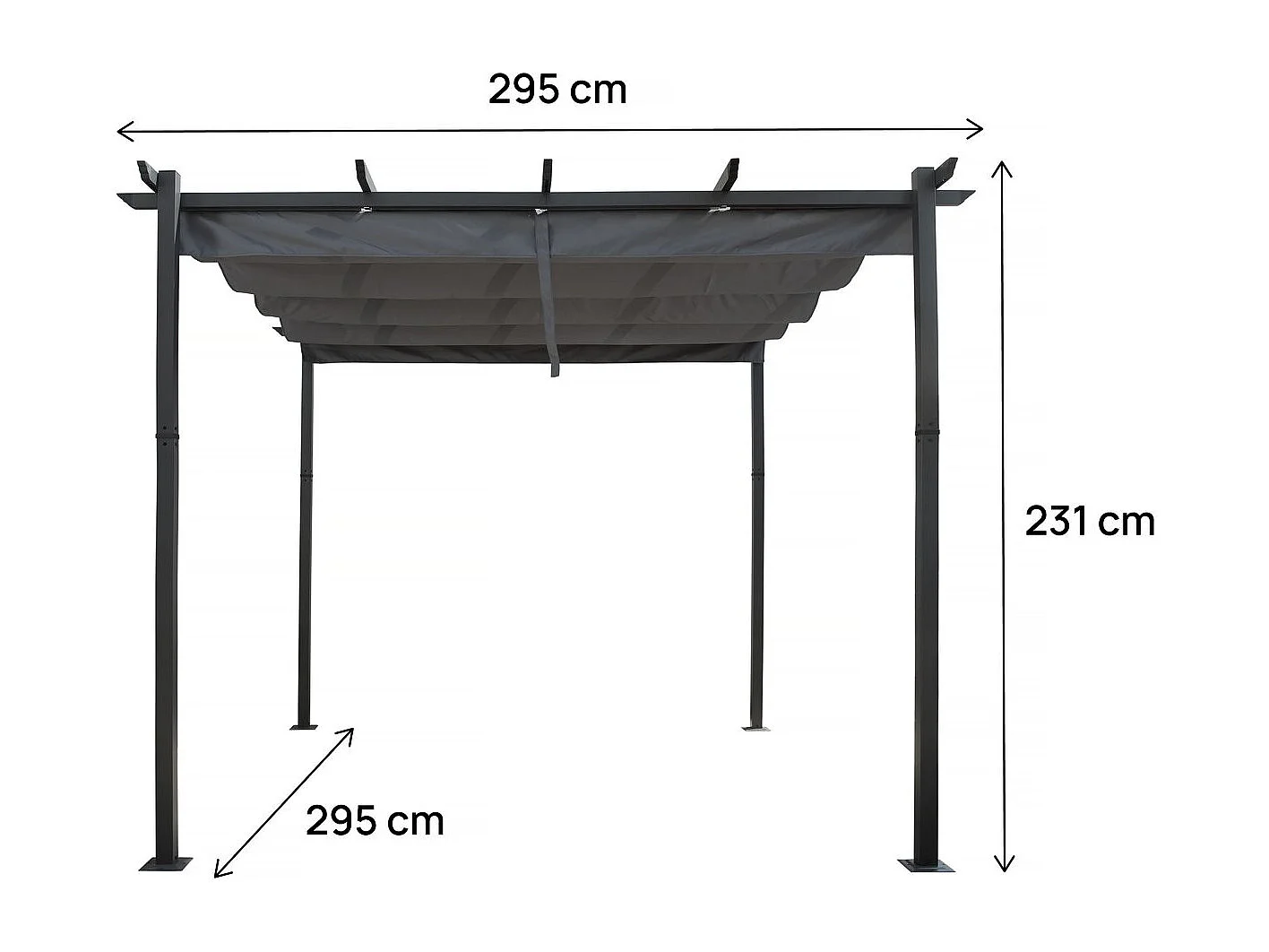 Aluminiumpergola mit ausziehbarem Dach - 3 x 4 m - Grau