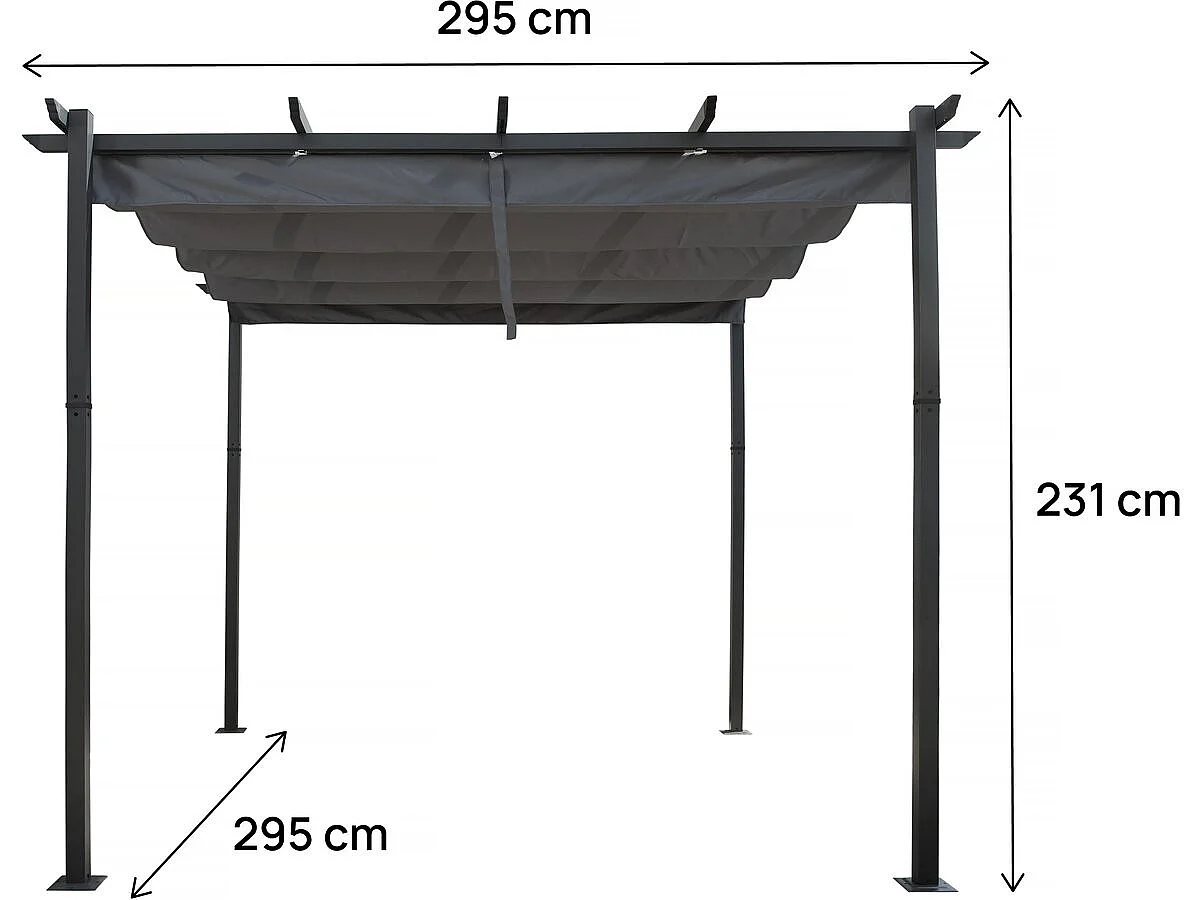 Retraktabelt Tak Aluminium Pergola - 3 x 3 m - Grå, UV-resistent, Rostfri, Modern Design