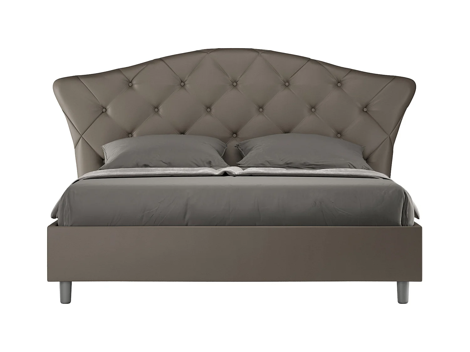 Lit double avec double conteneur surélevé tapissé 160x200 cappuccino simili cuir Langre