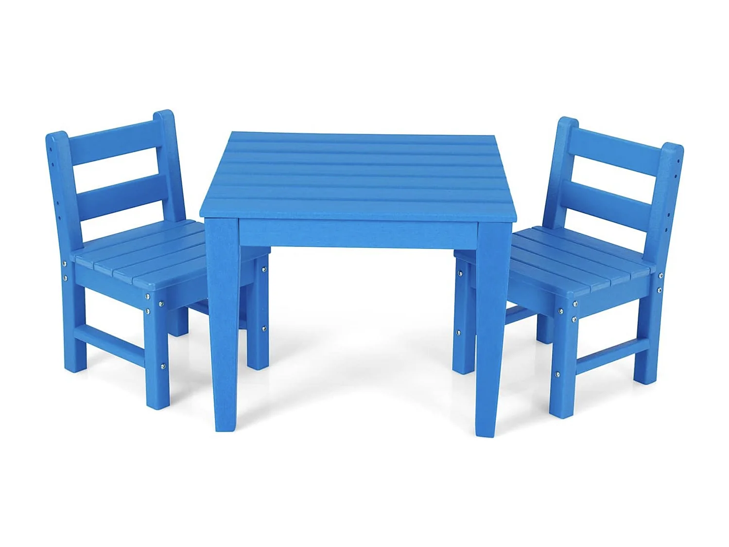 Ensemble Table et 2 Chaises pour Enfants avec Surface Imperméable, Table d'Activités Polyvalente avec Structure Stable, Assemblage Facile, Design Ergonomique, Intérieur Extérieur, Bleu
