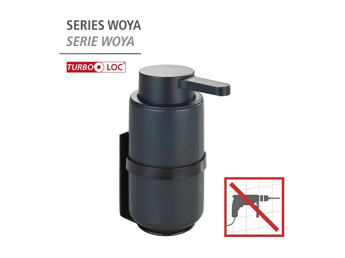 Distributeur de savon liquide mural en céramique "Woya" - Noir - 250 ml