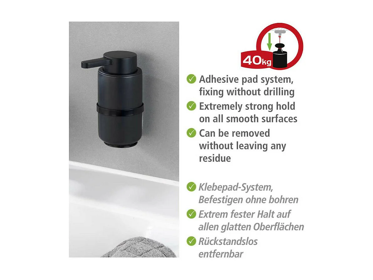 Distributeur de savon liquide mural en céramique "Woya" - Noir - 250 ml