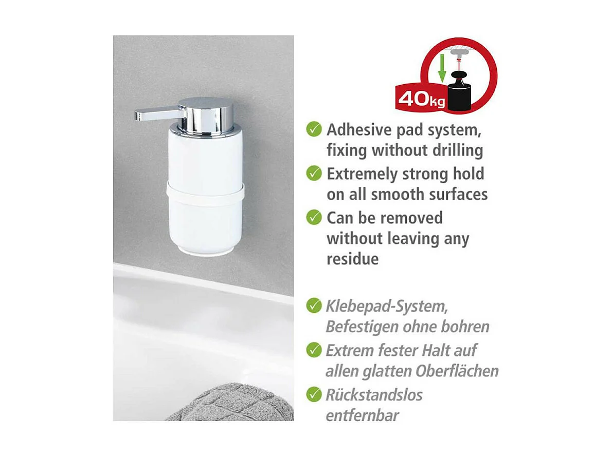 Distributeur de savon liquide mural en céramique "Woya" - Blanc - 250 ml