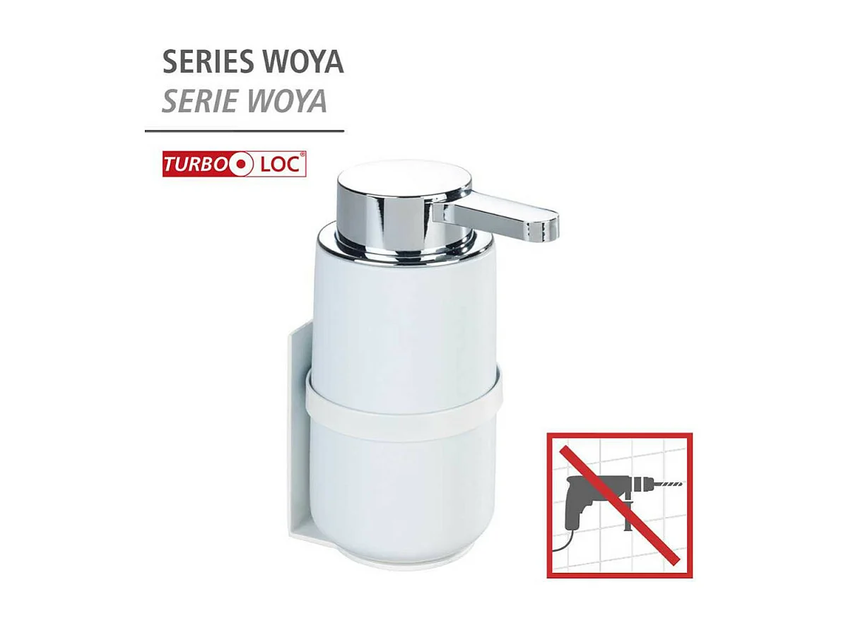 Distributeur de savon liquide mural en céramique "Woya" - Blanc - 250 ml