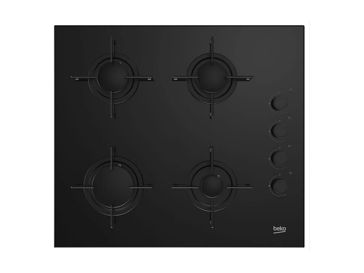 Beko Table de cuisson gaz 60cm 4 feux noir - HILG64120S