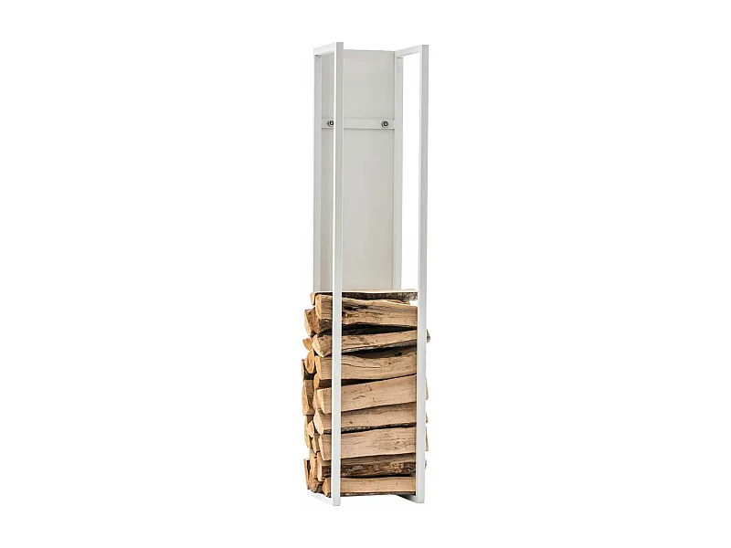 Etagère bois de cheminée - Métal - 120 cm - Blanc mat - Spark