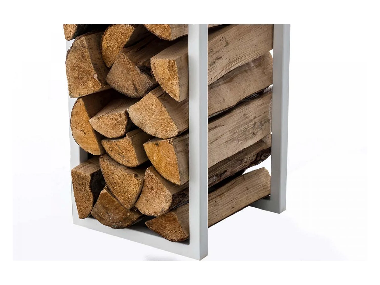 Etagère bois de cheminée - Métal - 120 cm - Blanc mat - Spark