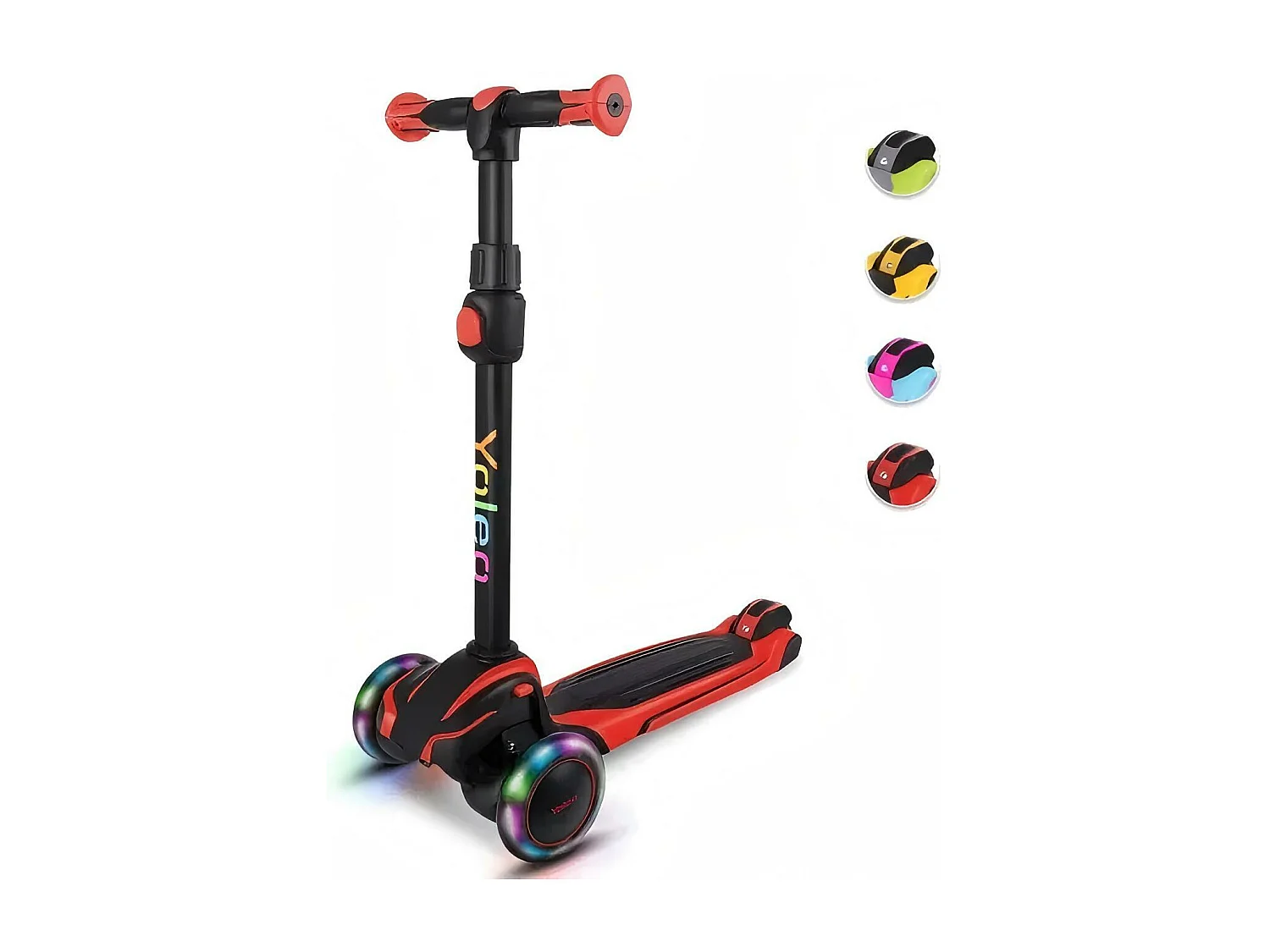 Scooter para niños con ruedas LED de luz, scooter de triciclo, en altura ajustable, durante 3 a 12 años, carga máxima. 50 kg