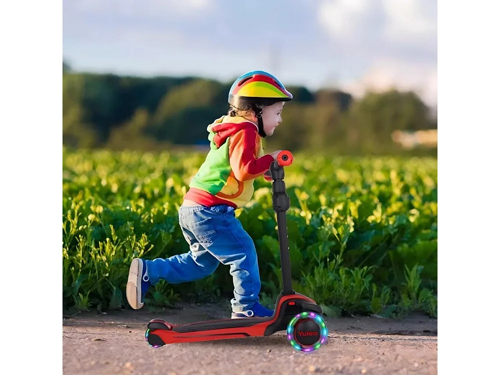 Scooter para niños con ruedas LED de luz, scooter de triciclo, en altura ajustable, durante 3 a 12 años, carga máxima. 50 kg