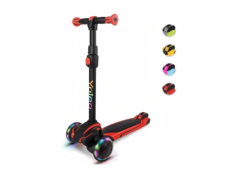Trottinette pour enfants avec roues lumineuses LED, trottinette tricycle, réglable en hauteur, pour 3 à 12 ans, Charge Max. 50kg