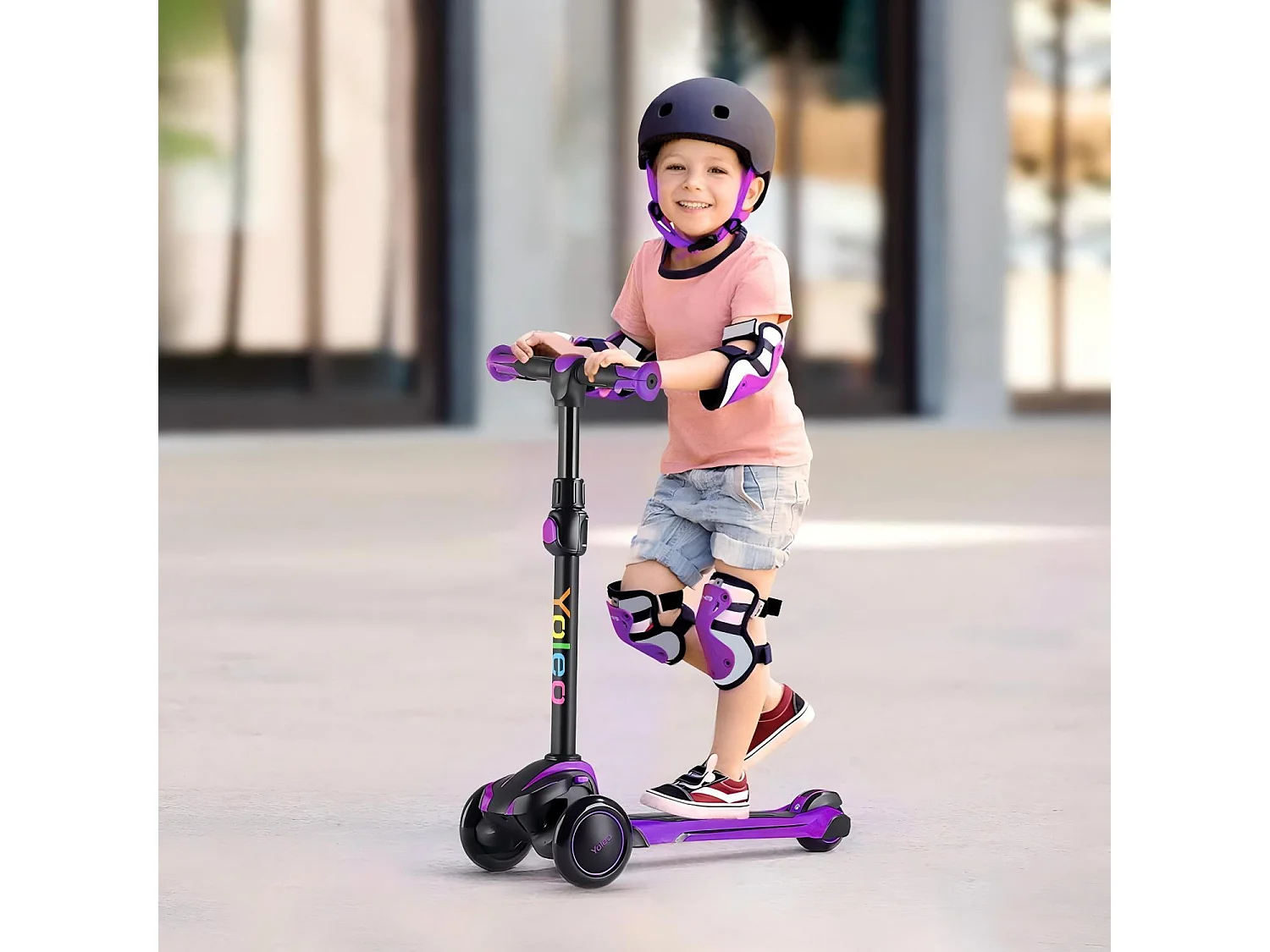 Trottinette pour enfants de 3 à 12 ans, Trottinette pliable avec roue lumineuse LED, 4 hauteurs réglables, frein à friction arrière