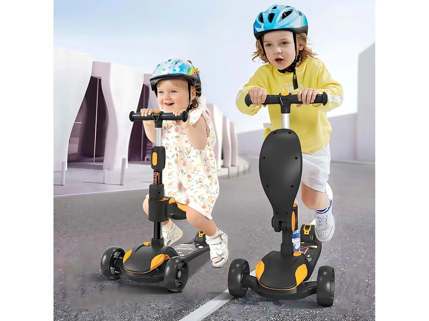 Trottinette enfant pliable 3 roues, trottinette avec roues LED, guidon réglable en hauteur, frein à friction arrière, pour 3 à 14 ans