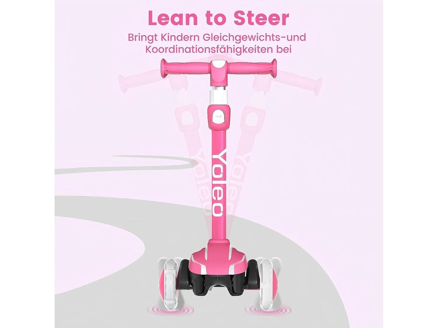 Trottinette pour enfants de 3 à 12 ans, Trottinette pliable avec roue lumineuse LED, 4 hauteurs réglables, frein à friction arrière