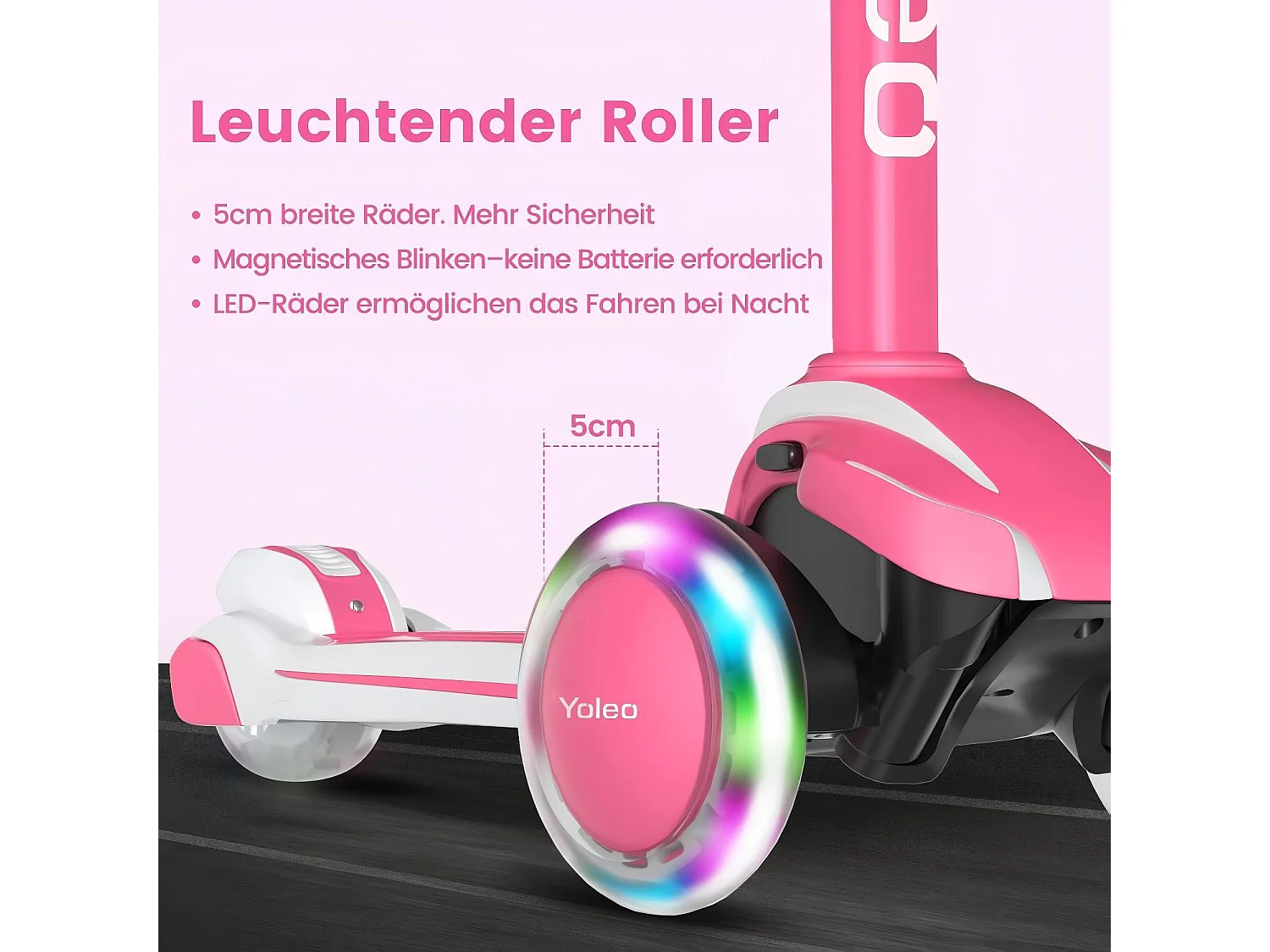 Scooter voor kinderen van 3-12 jaar, opvouwbare scooter met LED-lichtwiel, 4 verstelbare hoogtes, wrijvingsrem achter