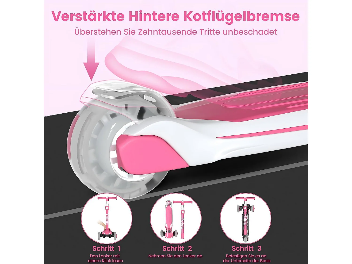 Scooter voor kinderen van 3-12 jaar, opvouwbare scooter met LED-lichtwiel, 4 verstelbare hoogtes, wrijvingsrem achter