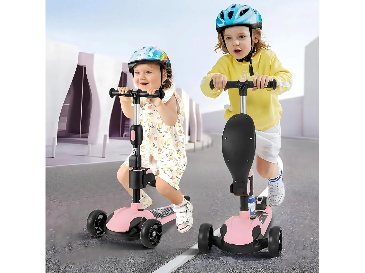 Opvouwbare kinderscooter met 3 wielen, scooter met LED-wielen, in hoogte verstelbaar stuur, wrijvingsrem achter, voor kinderen van 3-14 jaar